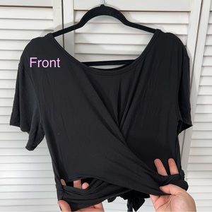 SOLD💗 Victoria's Secret Black Short Sleeve Stretchy Lounge or Athletic Crop Top